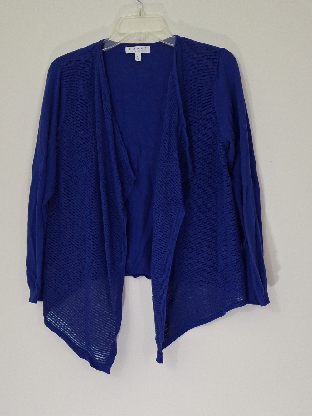 CHAUS Royal Blue Open-Front Women's Cardigan, Size Large